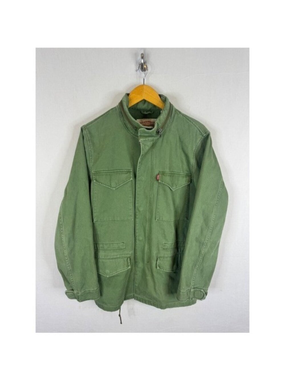 Levis Mens Olive Green Cotton Twill Field Jacket Military Utility Coat Size M